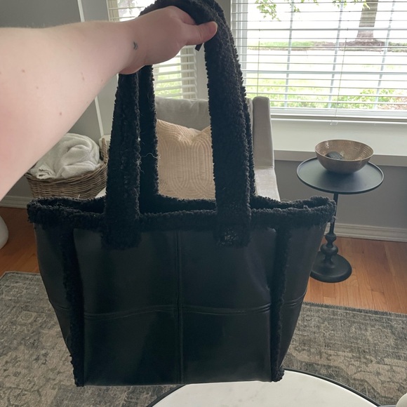 Anthropologie Faux Leather Sherpa Tote Bag - Picture 6 of 6